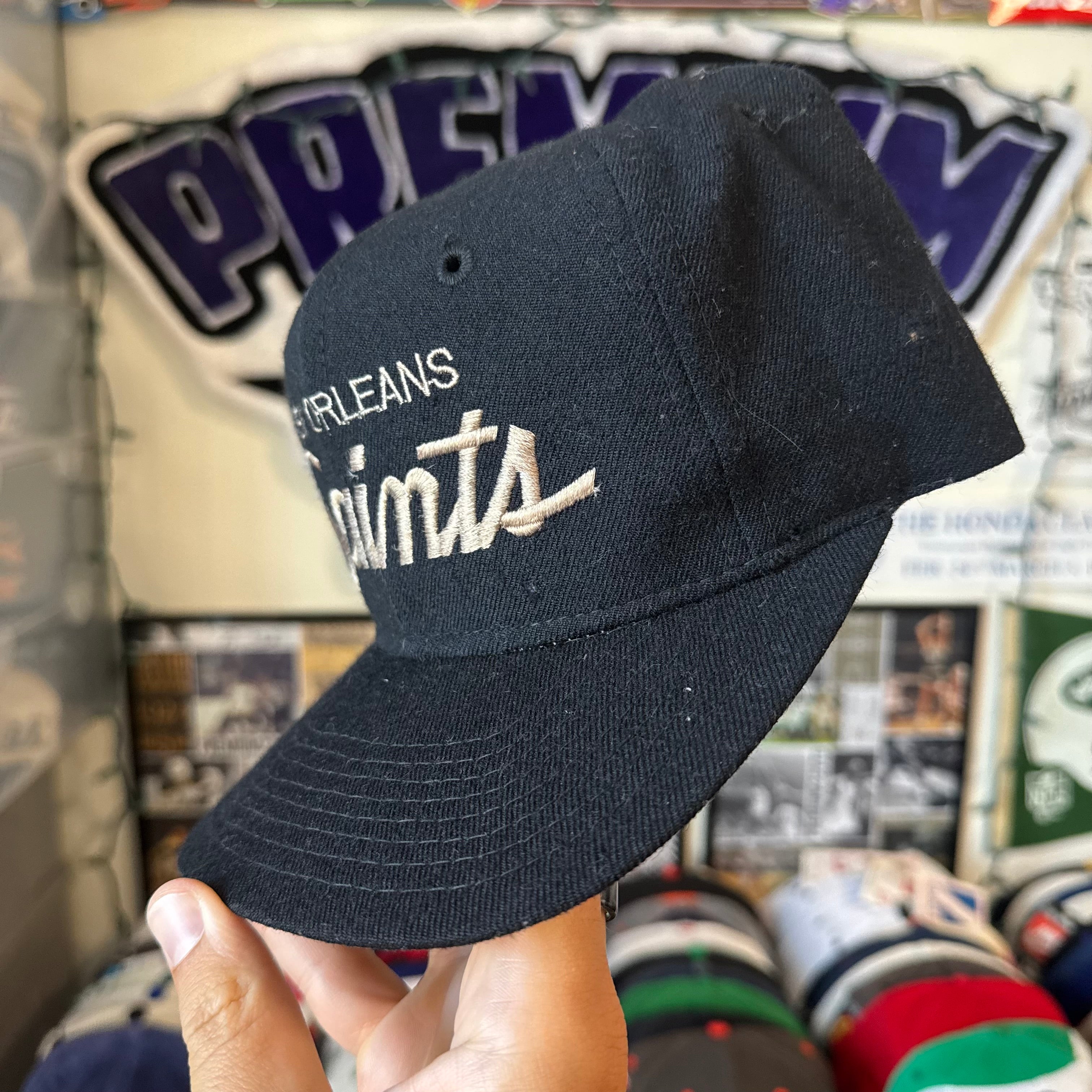 New Orleans Saints Sports Specialties Single Line Script NFL Football SnapBack *flaw