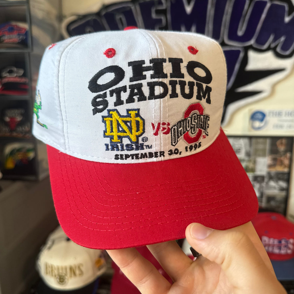 Ohio Stadium 1995 University of Notre Dame Irish vs Ohio State University Buckeyes Logo 7 NCAA College Football Snapback