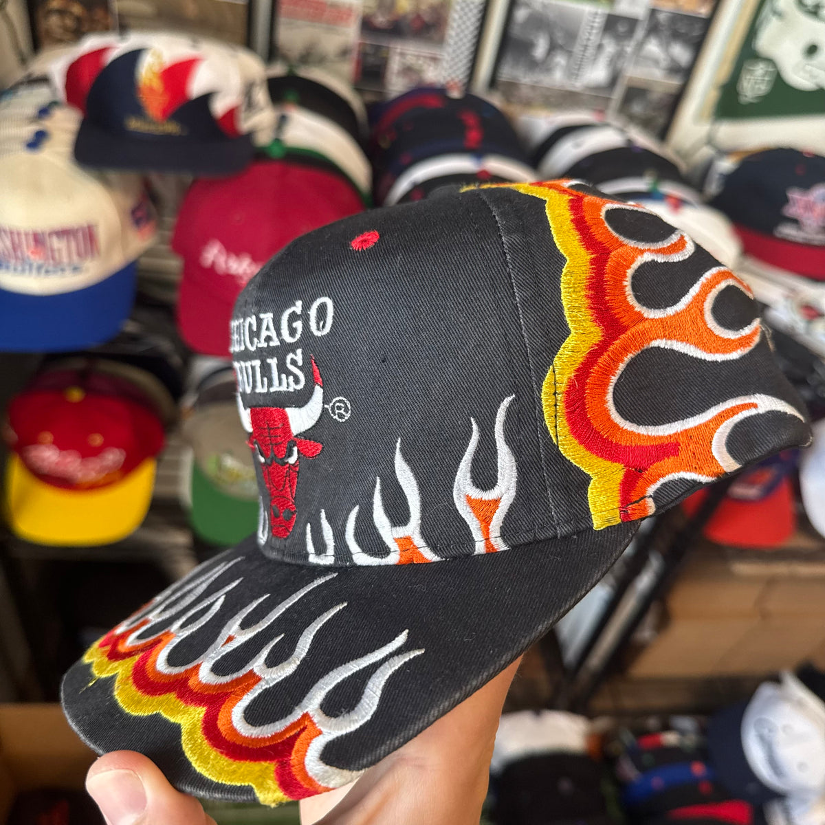 Chicago Bulls Flames Plain Logo by Walt3 NBA Basketball Snapback