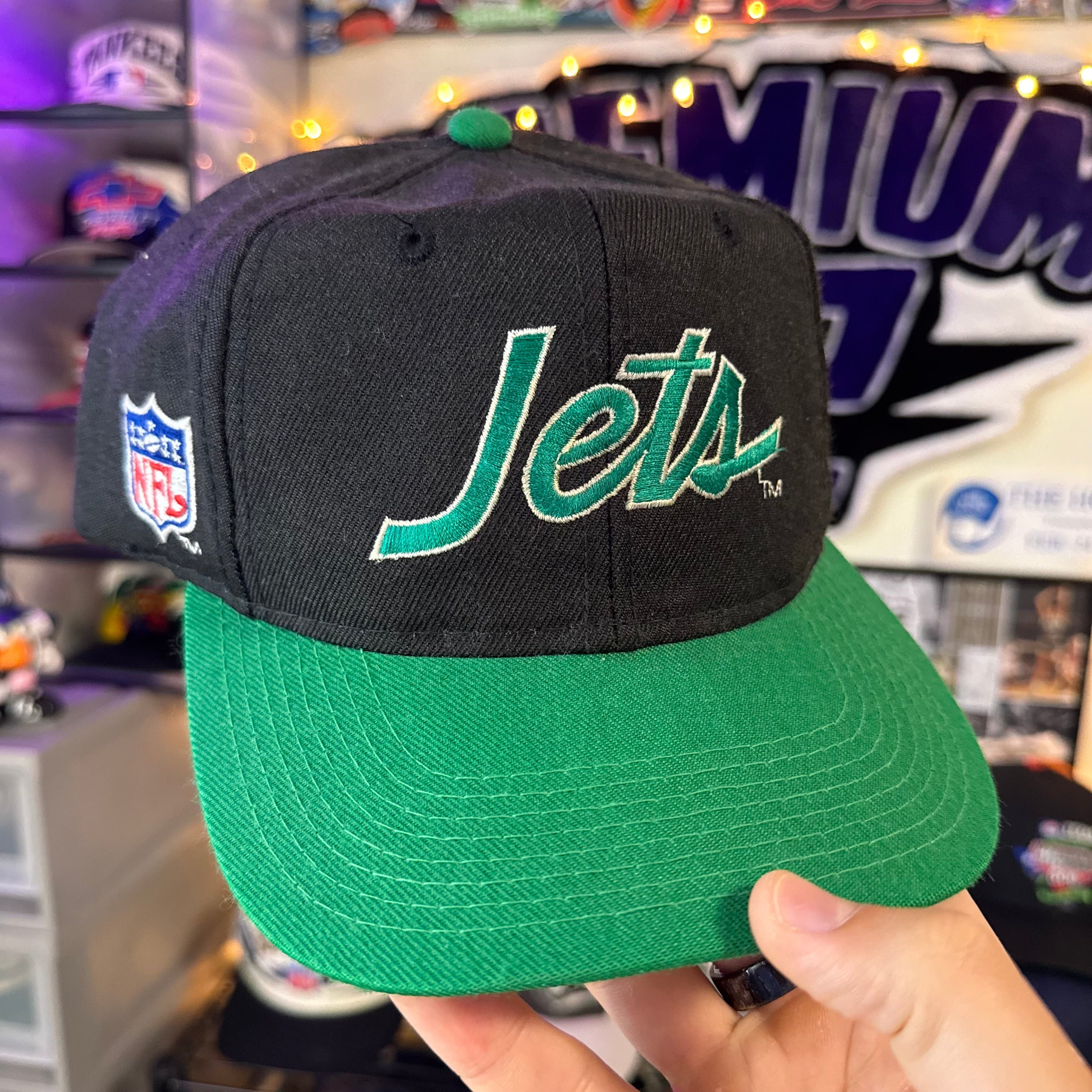 New York Jets Sports Specialties Double Line Wool Script Snapback