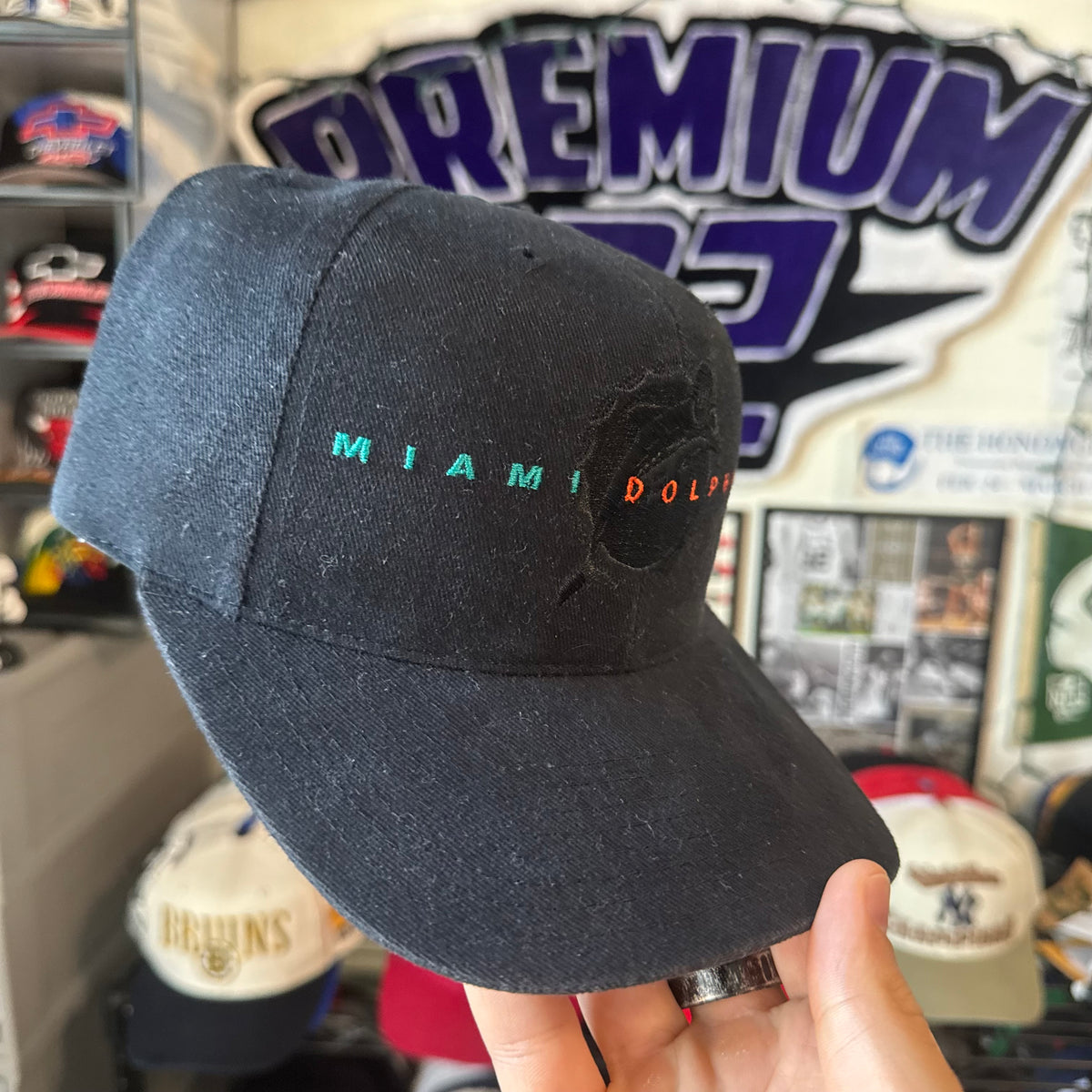 Miami Dolphins American Needle Thin Line black on black NFL Football SnapBack