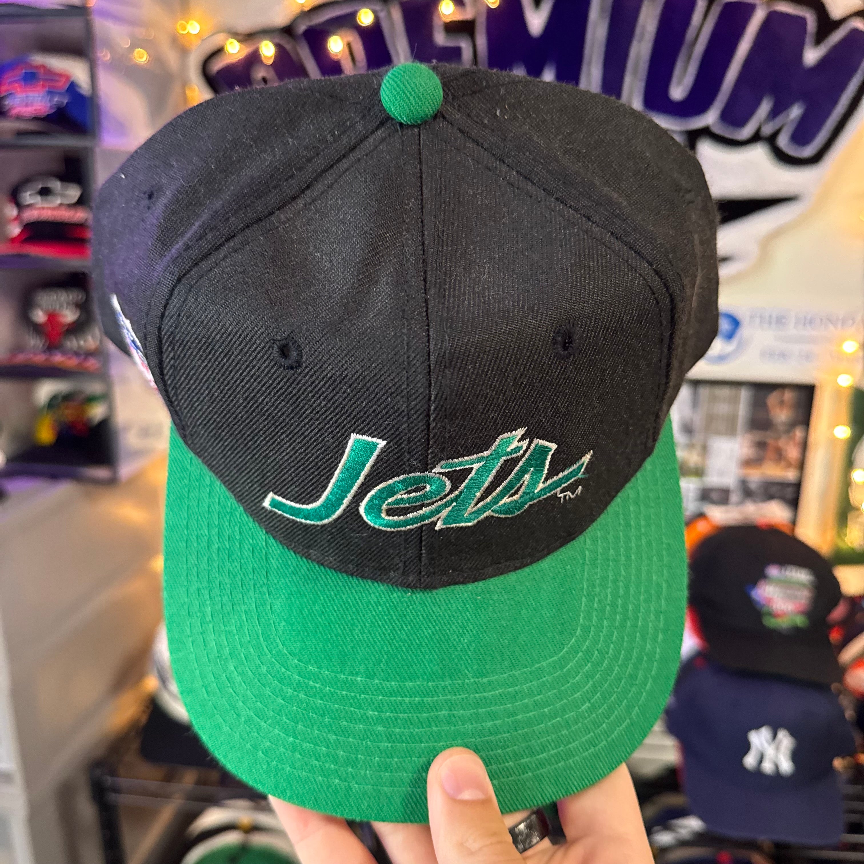 New York Jets Sports Specialties Double Line Wool Script Snapback