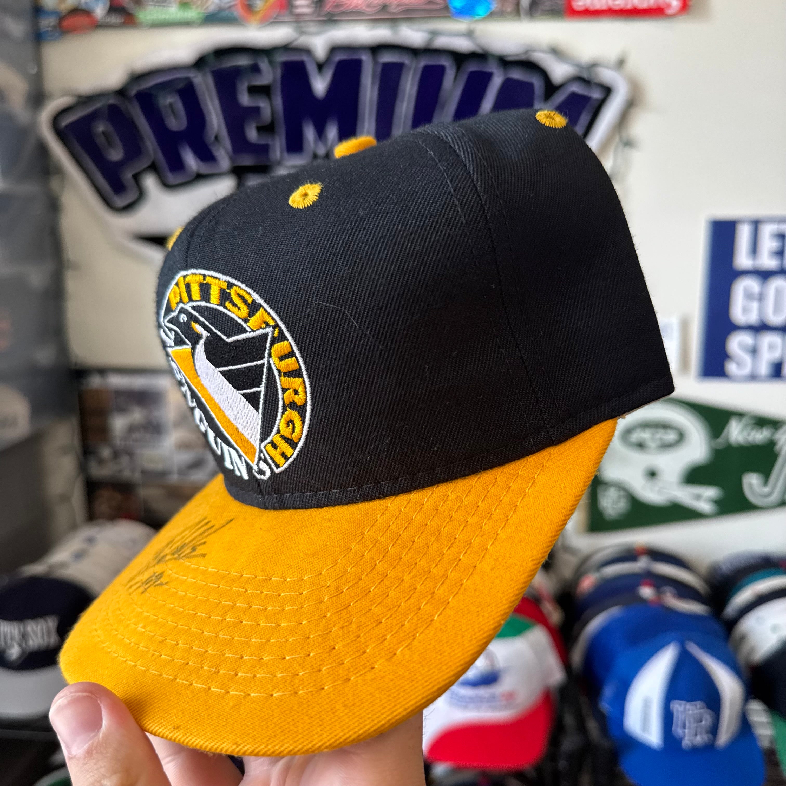 Pittsburgh Penguins Circle Logo Brian Trottier Signed #1 Apparel NHl Hockey Snapback