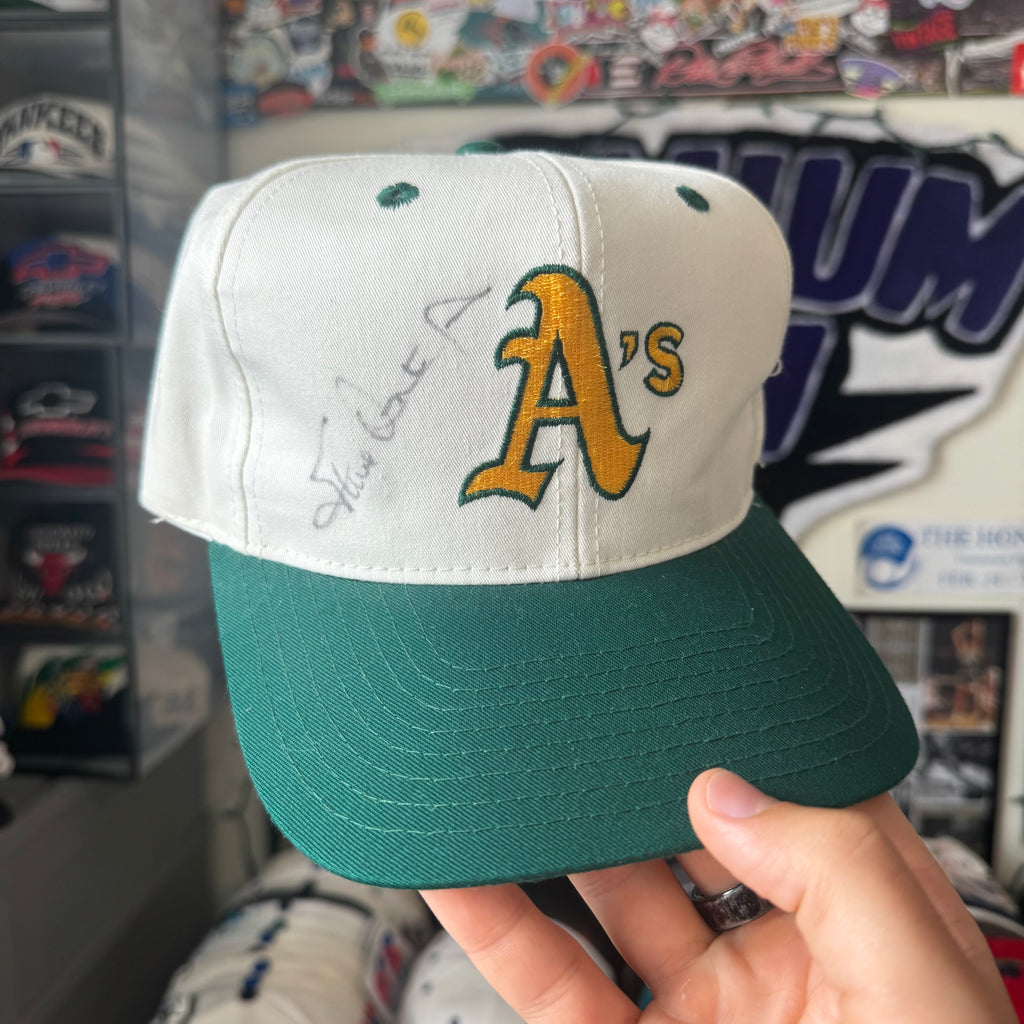 Oakland Athletics Plain Logo Twins Enterprise MLB Baseball Snapback signed by Steve Ontiveros