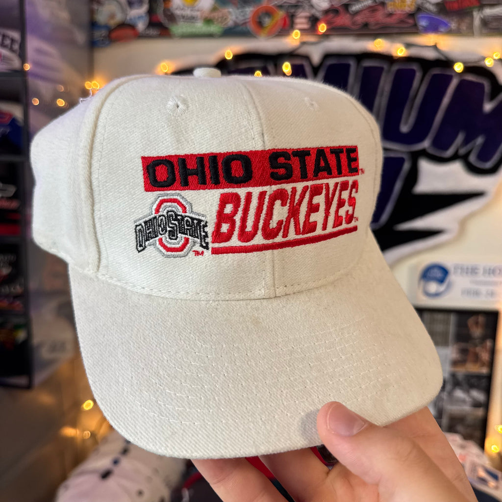 Ohio State Buckeyes Shallow Fit White Logo Athletic Snapback