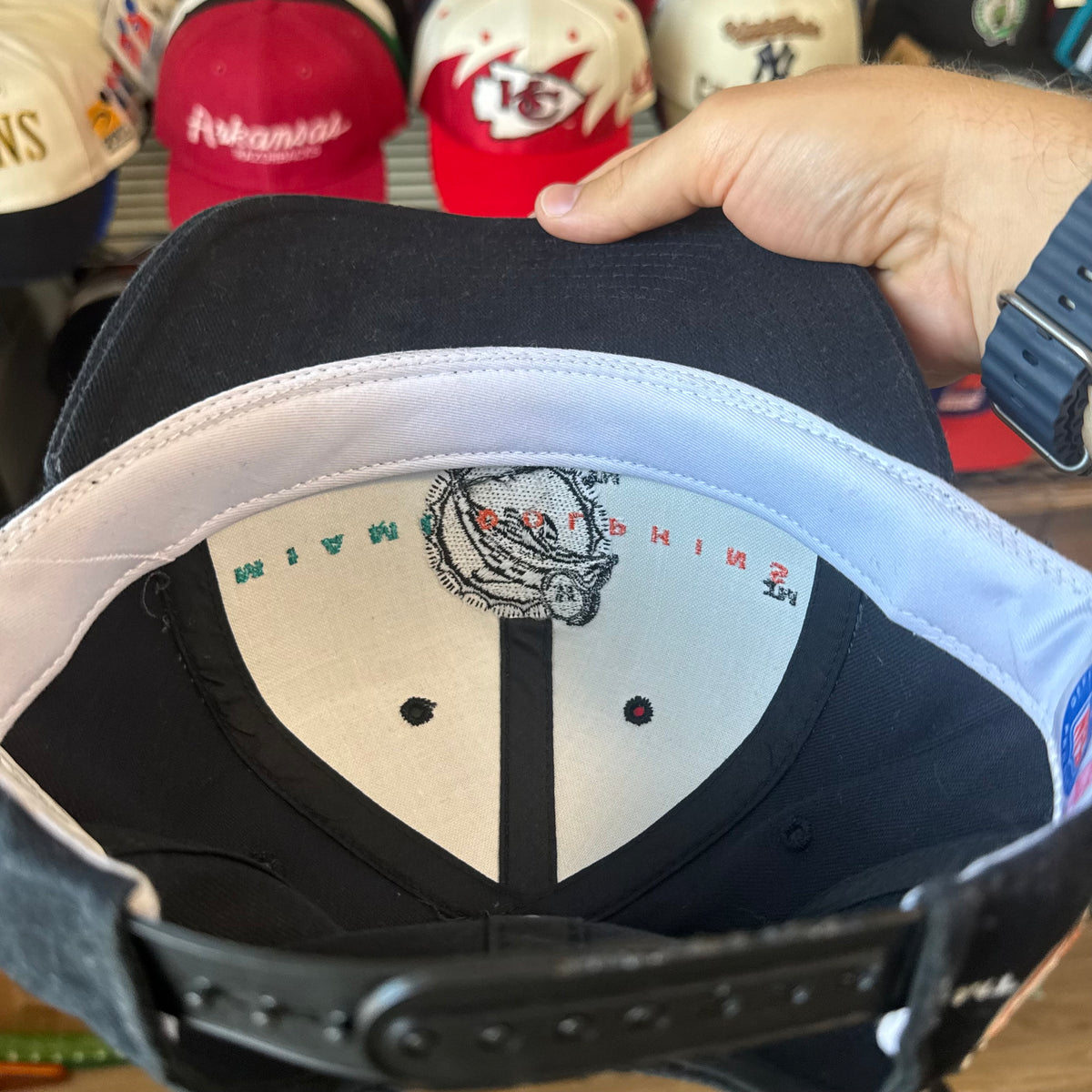 Miami Dolphins American Needle Thin Line black on black NFL Football SnapBack