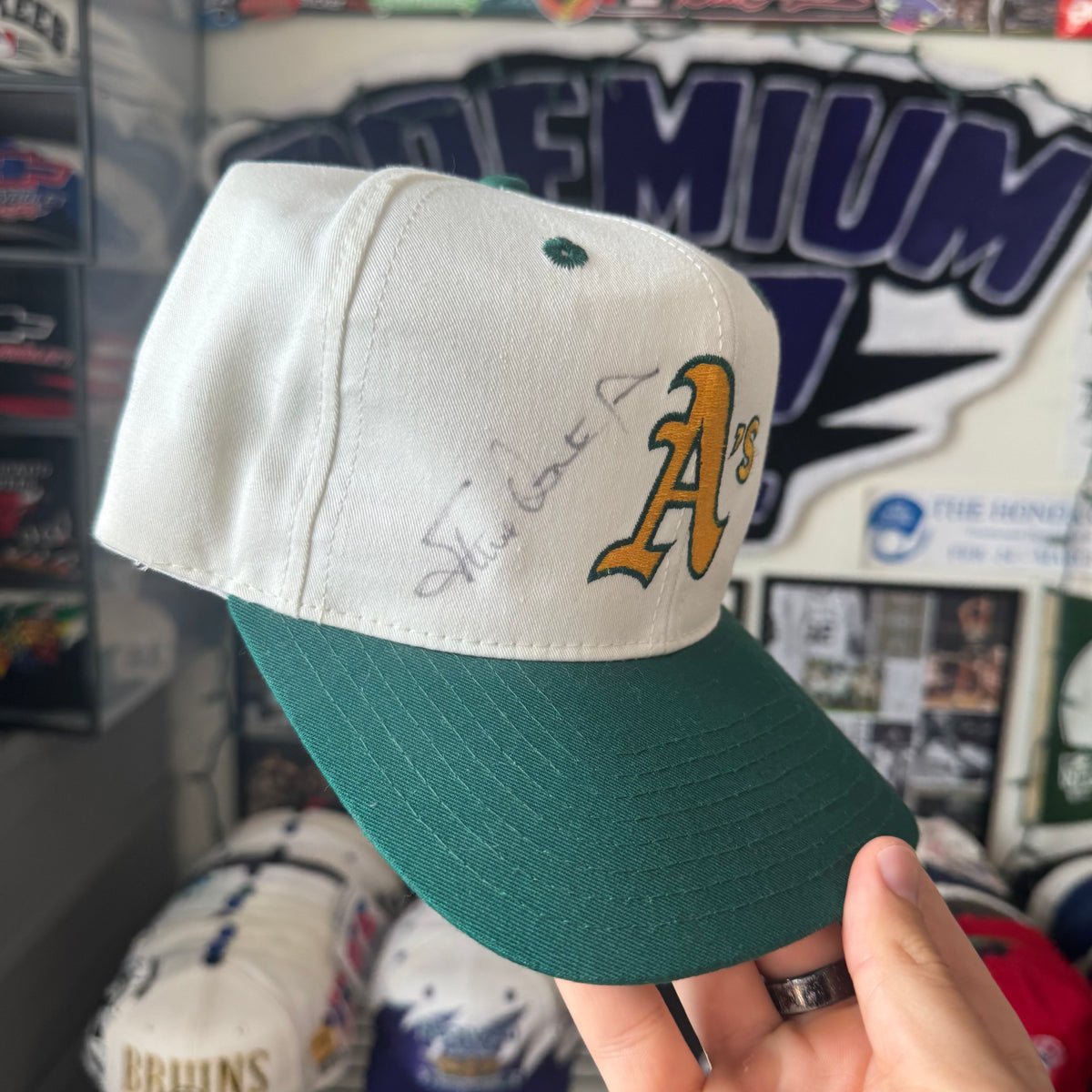 Oakland Athletics Plain Logo Twins Enterprise MLB Baseball Snapback signed by Steve Ontiveros