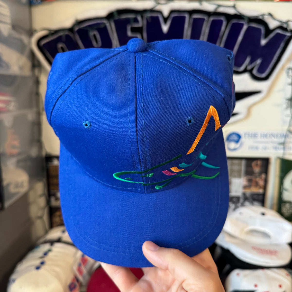 Greg Norman Shark Blue Vintage Golf Strapback Hat