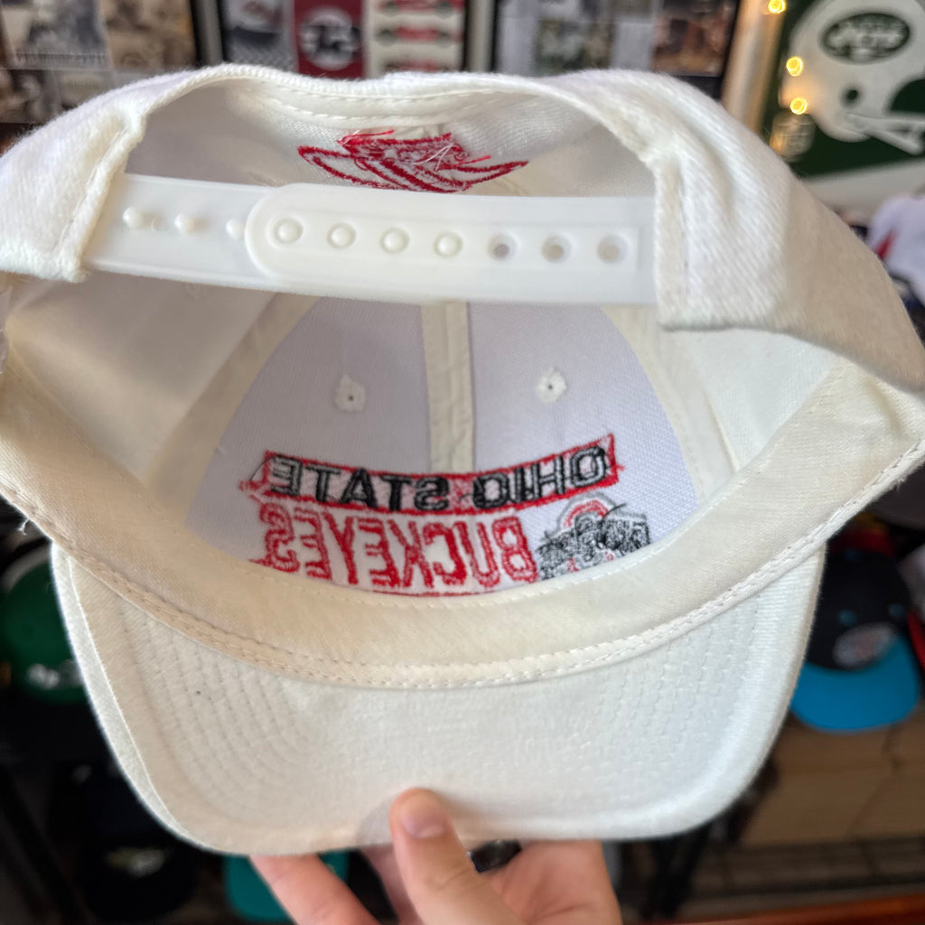 Ohio State Buckeyes Shallow Fit White Logo Athletic Snapback
