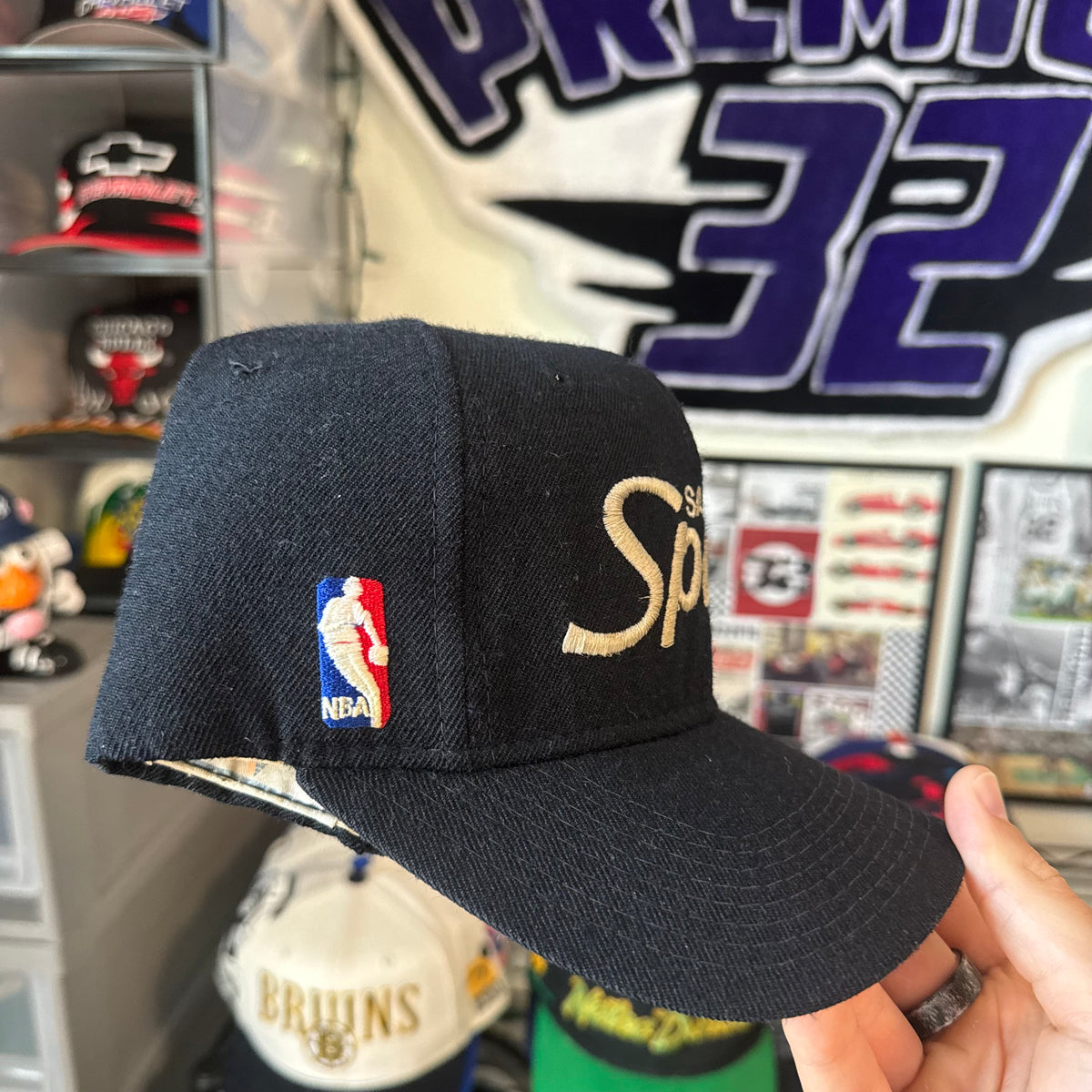 Sam Antonio Spurs Sports Specialties Single Line Script NBA Basketball Snapback *flaw