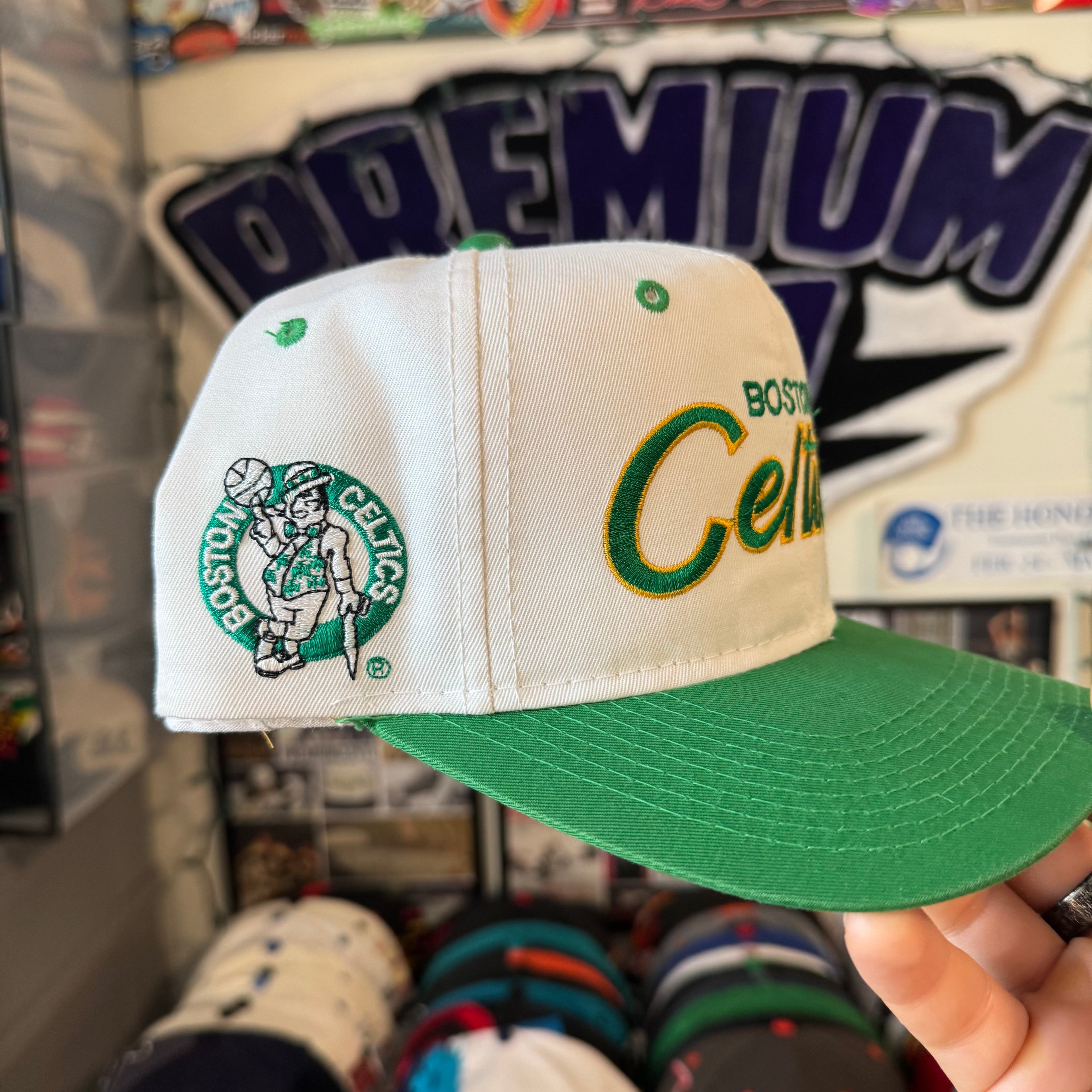 Boston Celtics Sports Specialties Double Line Script NBA Basketball Snapback *flaw*
