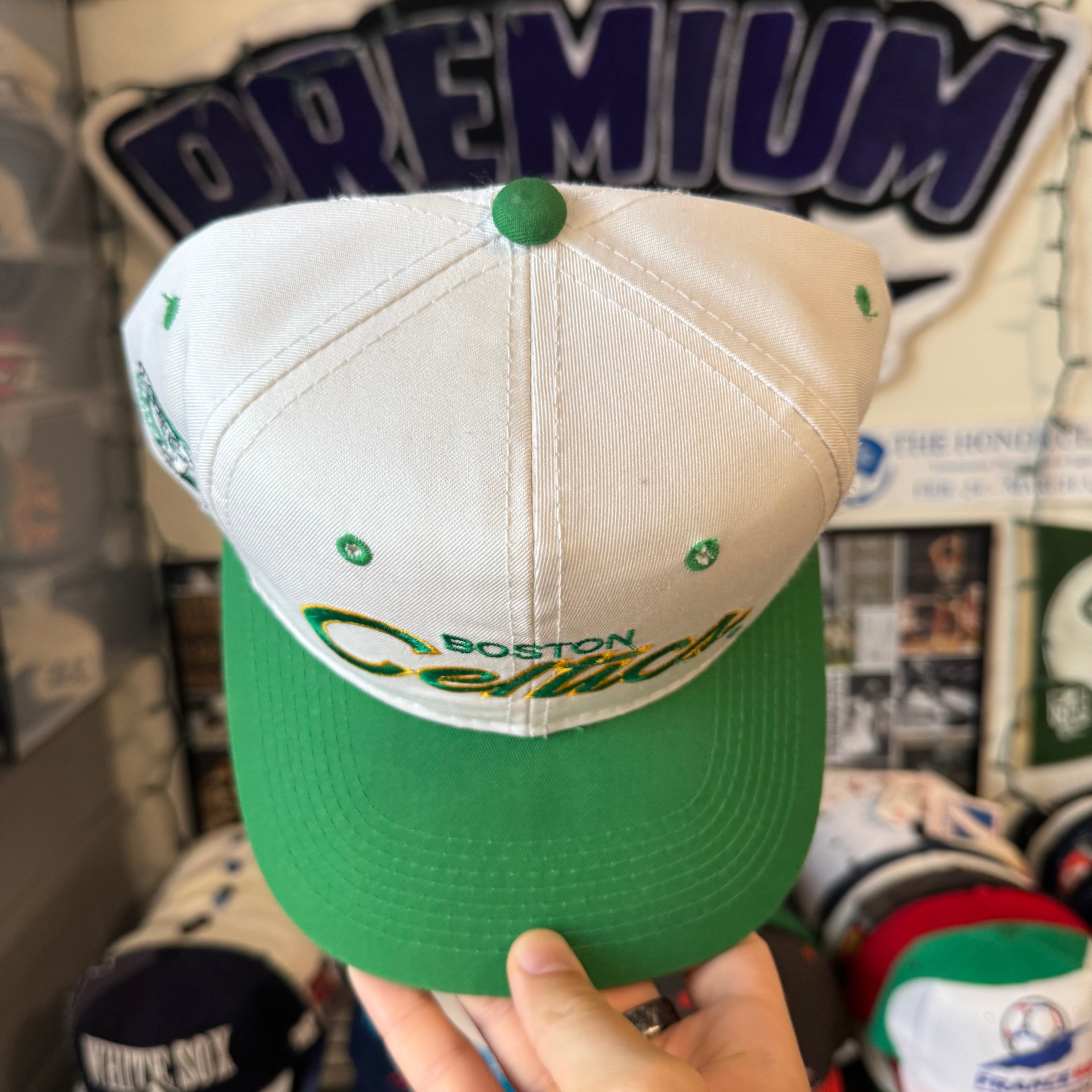 Boston Celtics Sports Specialties Double Line Script NBA Basketball Snapback *flaw*
