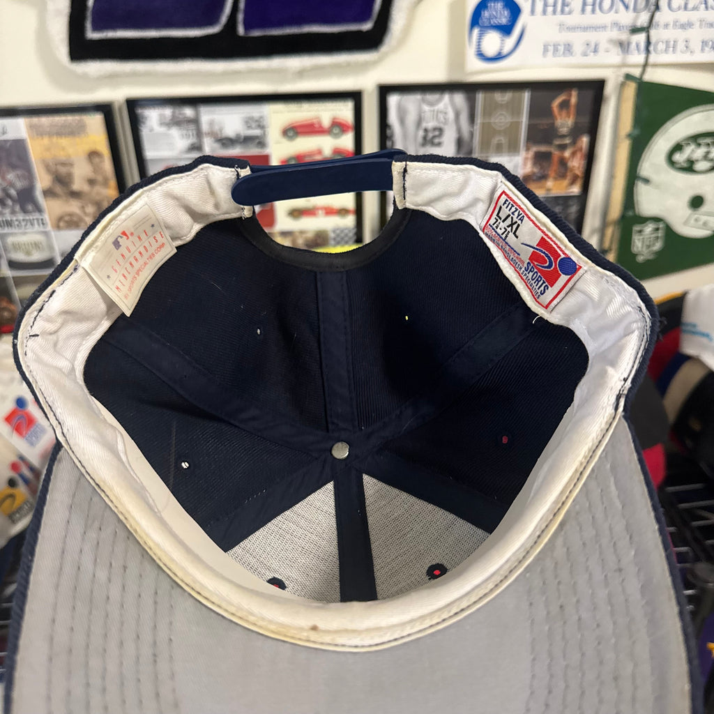 New York Yankees Large Script Spell Out Sports Specialties Fitted Hat Conversion MLB Baseball