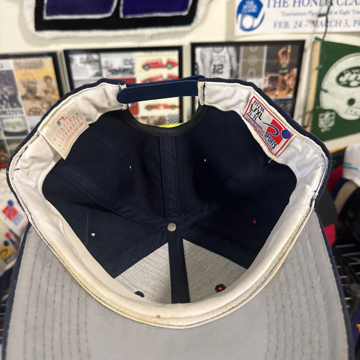New York Yankees Large Script Spell Out Sports Specialties Fitted Hat Conversion MLB Baseball