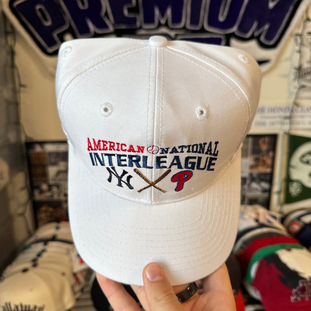 American League National League New York Yankees vs Philadelphia Phillies Logo 7 MLB Baseball Snapback