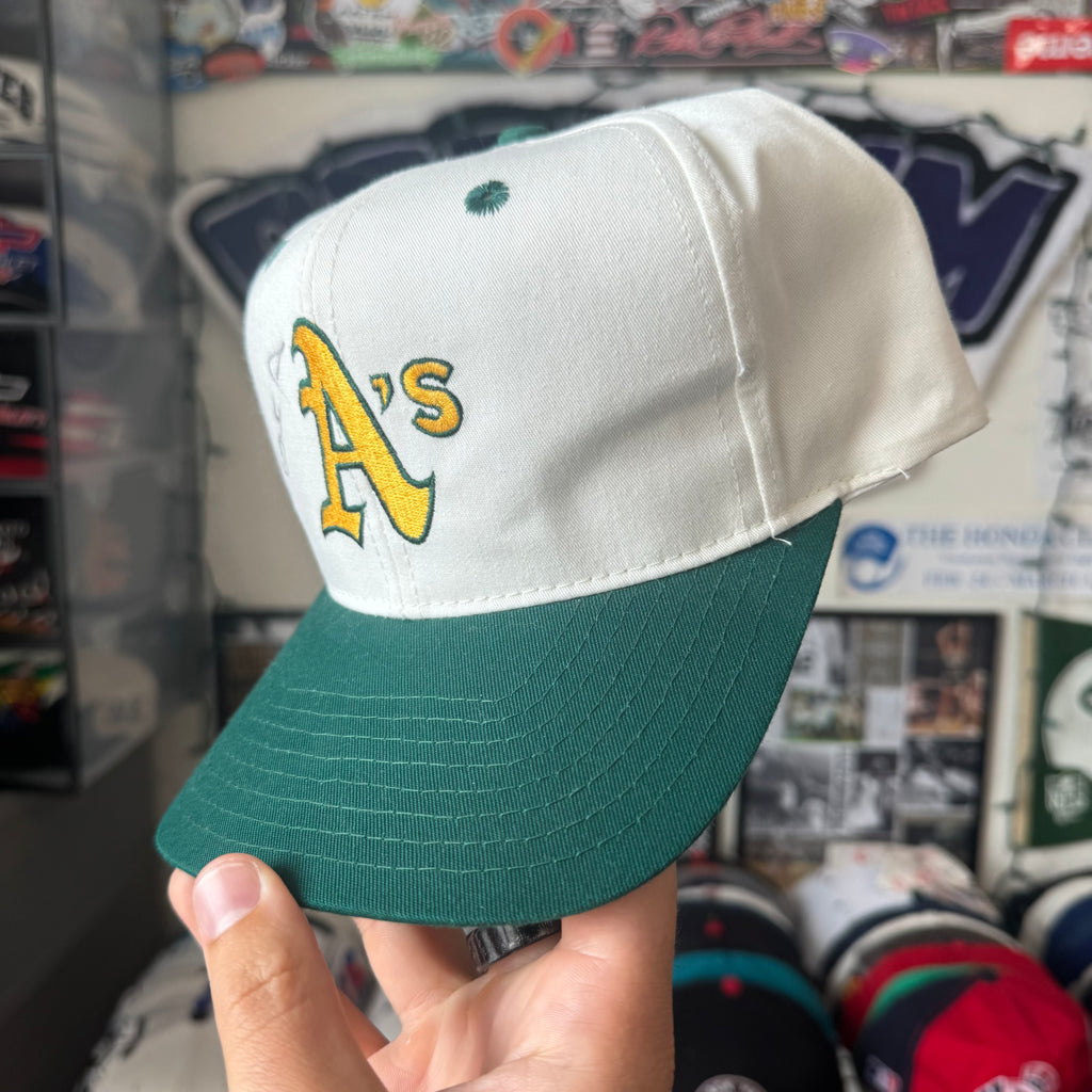 Oakland Athletics Plain Logo Twins Enterprise MLB Baseball Snapback signed by Steve Ontiveros