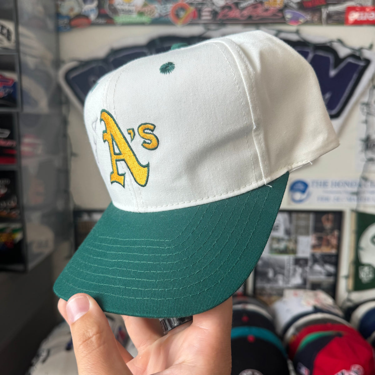 Oakland Athletics Plain Logo Twins Enterprise MLB Baseball Snapback signed by Steve Ontiveros